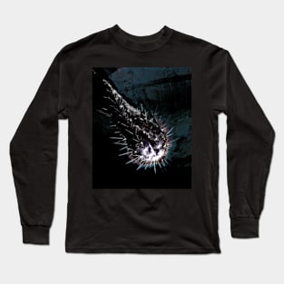 Digital collage and special processing. Fist full of spikes. Horror, bizarre. Grayscale, aquamarine and contrast. Long Sleeve T-Shirt